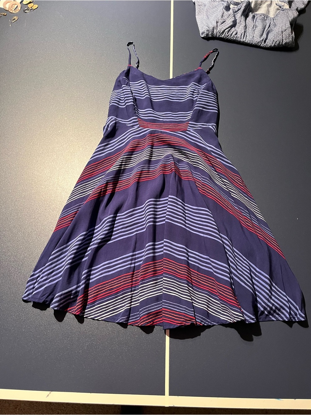 Old Navy Navy, Red & White Striped Spaghetti-Strap Dress
